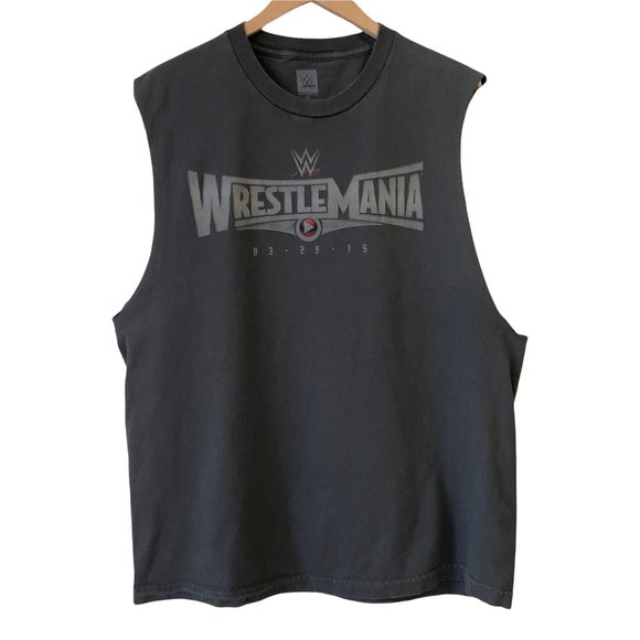 WWE Wrestlemania 2015 cutoff muscle tank top XL grey - Picture 1 of 4